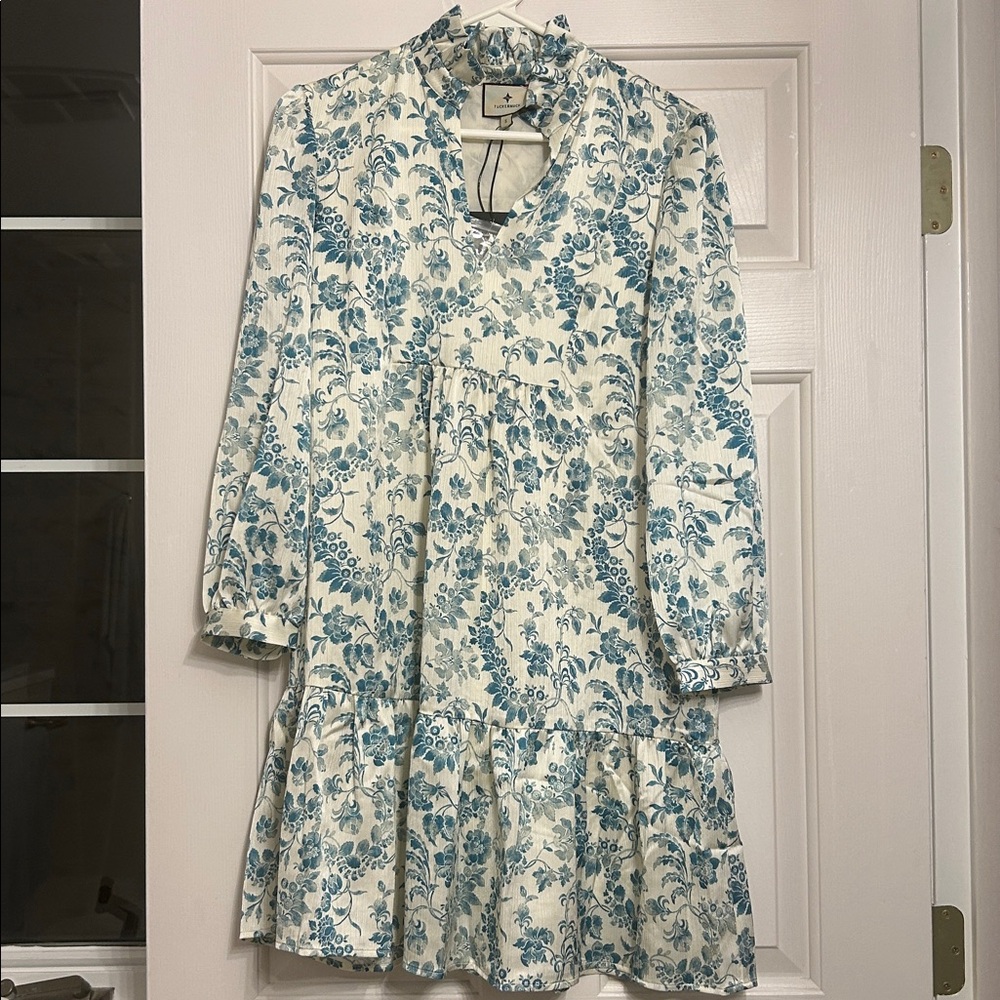 Tuckernuck Blue and Cream Floral Dress